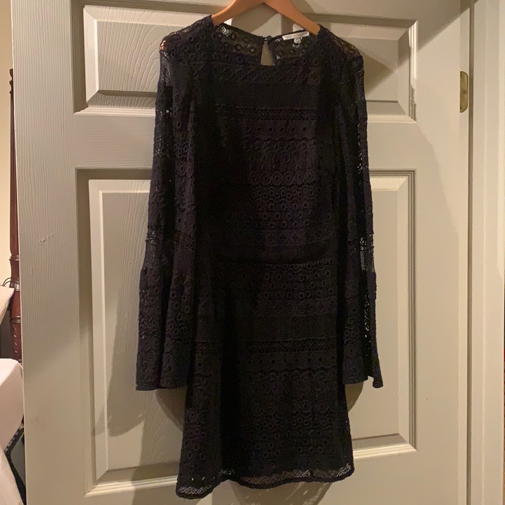 Rebecca Minkoff black dress, bell sleeve, knit
